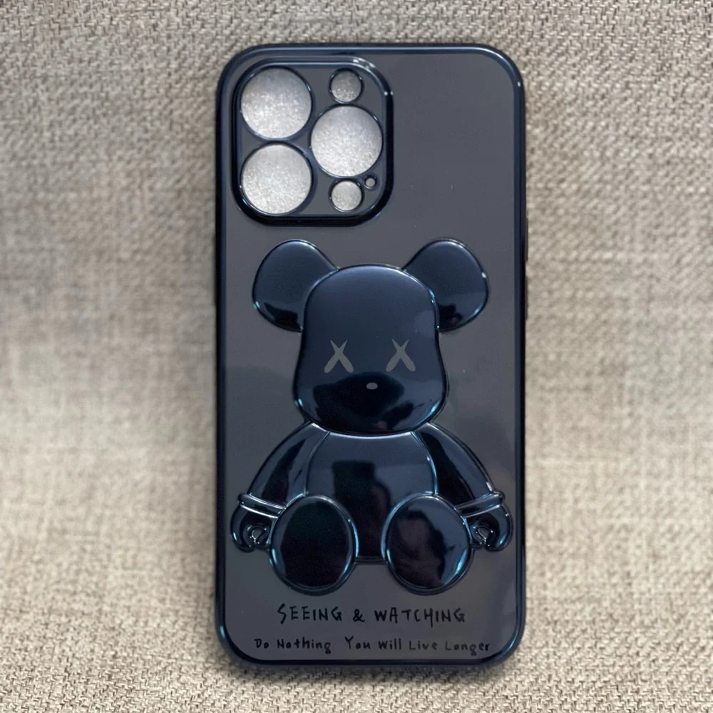Electroplate Blue Violent Bear in Dark Background iPhone Case